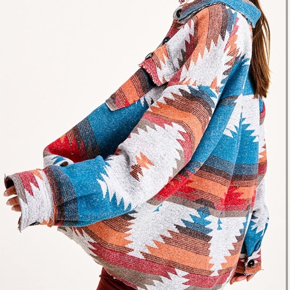 aztec women cardigan button front jacket jacket oversized - Picture 4 of 8